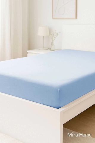 Tek Kişilik Düz Penye %100 Pamuklu Lastikli Çarşaf 100x200 Cm Newsheet Mavi Çok Renkli