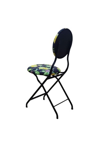 Katlanabilir Limon Desenli Metal Sandalye Siyah