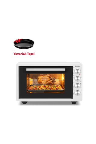 Simfer 4262 Beyaz 42 LT Turbo Fan Piliç Çevirme Mini/Midi Fırın - 6 Fonksiyon,Yoğurt Yapma, Buz Çözme & İç Aydınlatma