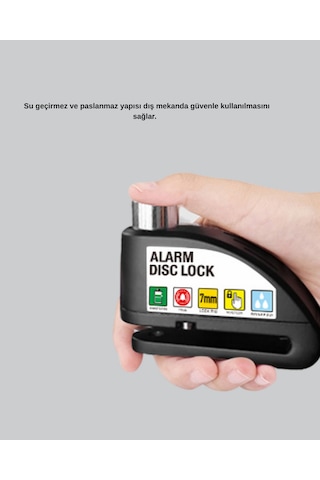 Hnrlıshp 110 Db Alarmlı Disk Fren Kilidi Su Geçirmez Çelik Gövde Motosiklet Güvenlik