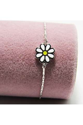 Lilahgümüştr Gümüş Mineli Papatya Kız Çocuk Bileklik