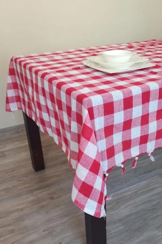 Lexroo Denizli Çeyiz Çok Amaçlı Masa Örtüsü Piknik Örtüsü Sofra Bezi Kırmızı 150x150