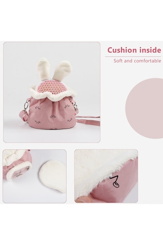 Vkemall Küçük Evcil Hayvanlar İçin Kışlık Taşıma Çantası - Tavşan Kadife, Havalandırmalı, Elini Serbest Bırakır Pembe