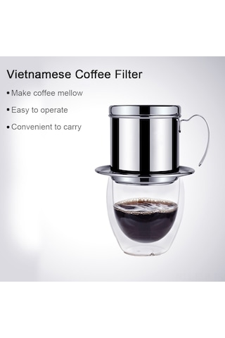 Xindoker Vietnam Damlama Kahve Filtresi - Paslanmaz Çelik El Yapımı Siyah Kahve Demleme Cihazı Diğer