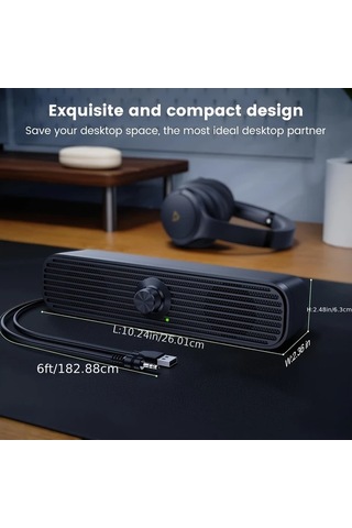 Willowhaven Siyah Mini Hoparlör: Usb Güçlü, 3.5mm Jak, Kompakt Tasarım, Ev Ve Ofis Kullanımı