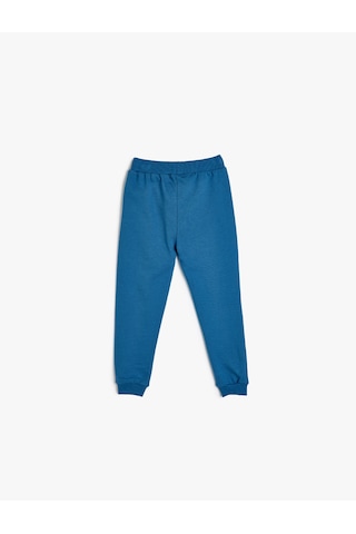 Koton Jogger Eşofman Altı Beli Bağlamalı Traktör Baskılı Pamuklu Şardonlu Saks 5wmb40063tk Saks Mavi