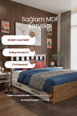 Stark 4 Çekmeceli Çift Kişilik Mdf Karyola