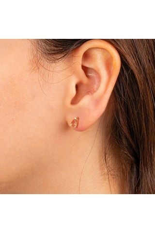 Altın Küpe - 14 Ayar Altın Damla Desenli Zultanit Taşlı Küpe Sarı