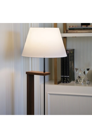 Homing Pi Ahşap Gövdeli Krem Kumaş Başlıklı Lambader Ayd-3133