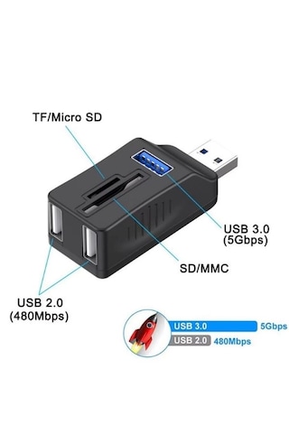 Usb 3.0 Hub 5 Port Çoklayıcı Sd Tf Micro Sd Mmc Kart Okuyucu Splitter Çevirici