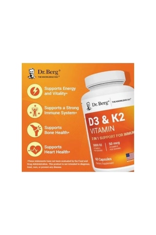 Dr. Berg Maximum Strenght 2-ın-1 D3 K2 5000 Lu 60 Kapsül