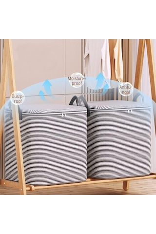 Tongxida Dolapiçi Giyim Çantaları Kapları Düzenleyici, Güçlendirilmiş Saplı Kalın Battaniyeler, Xxl Siyah, Çift Fermuarlı Yata Siyah