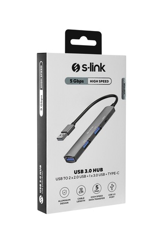 S-lınk Sw-u322 Usb3.0 To 2xusb 2.0 1xusb 3.0 1xtype-c Metal Usb Hub 1923 Renkli
