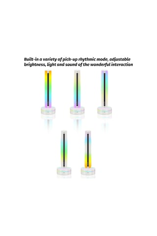 Yaozixa Rgb Sesli Işık Stripti, 8 Renk/modlu Parti Ve Oyuncu Masaüstü Atmosfer Lambası, Led Araç Dekorasyonu Işığı Işık Şeridi + Tutucu Beyaz