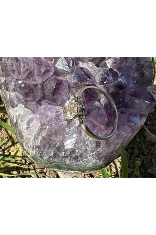 Sitrin Ve Zirkon Taşlı Gümüş Yüzük 925 Ayar