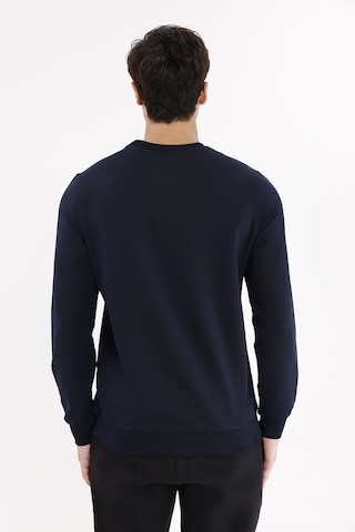 Rowinger Minimal Logolu Bisiklet Yaka Ribana Manşetli Rahat Kalıp Mevsimlik Sweatshirt Navyblue
