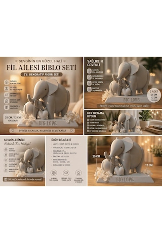 Fil Ailesi Dekoratif Biblo Seti 2 Li 25 Cm & 12 Cm 3d Baskı Sağlıklı Pla Anlamlı Aile Temalı Ev Dekoru & Hediye Set Fil Ailesi Dekoratif Biblo Seti 2 Li 25 Cm & 12 Cm 3d Baskı Sağlıklı Pla Anlamlı Aile Temalı Ev Dekoru & Hediye Set