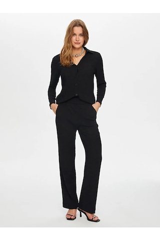 Faik Sönmez Keninden Dokulu Straight Fit Kadın Örme Pantolon Us26pnt008 Siyah