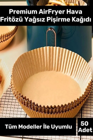 Premium Bpa İçermez Tüm Modeller İle Uyumlu Airfryer Hava Fritözü Yağsız Pişirme Kağıdı 50 Adet