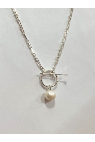 İnci Gümüş Kadın Kolyesi F1807 Beyaz