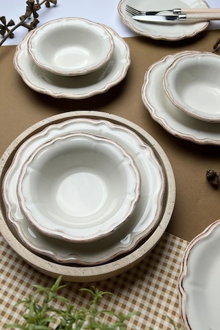 Tabak Evi Stoneware Antik Yemek Takımı 6 Kişilik 24 Parça