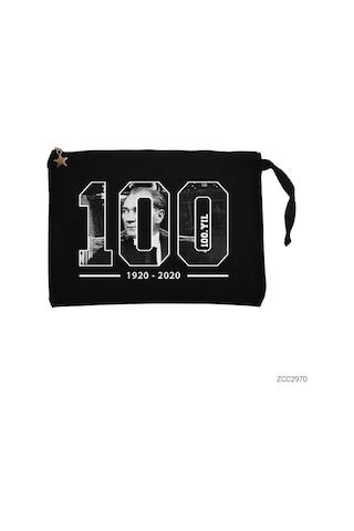 Atatürk Tbmm 100. Yıl Siyah Clutch Astarlı Cüzdan / El Çantası