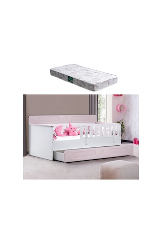 Yavrulu Karyola, Flora Yavrulu Montessori Karyola - Pembe + 1 Adet Comfort Yatak