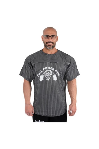 Full Power Gym Ragtop Tişört Siyah Beyaz Çizgili Siyah - Beyaz
