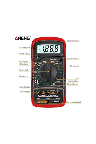 Aneng An8205c Dijital Multimetre Kırmızı