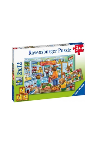 Ravensburger Çocuk Puzzle 2x12 Parça Alışverişe Gidiyoruz 50765