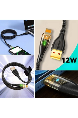 Beeri Led Işık Uçlu Sağlam İp Kablolu Usb To Lightning Hızlı Şarj Kablosu