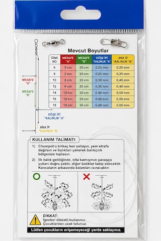 Valkyrie Fosforlu Çelik Balık İğnesi Takımı 5 Li Paket X 5 Adet Toplam 25 İğne Hazır Olta Gece Parlayan Yemli Çapari Cm - 50