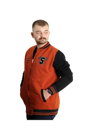 Mode Xl Büyük Beden Erkek Kolej Mont Baskılı Ceket 23631 Tarçın Tarçın