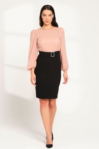 Shahiqa Kadın Çift Renkli Şık Ofis Elbise