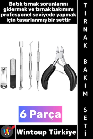 Tırnakbakım Premium Güzellik Salonu Manikür Pedikür Çantalı Batık Tırnak Çıkarma Bakım Seti 6 Parça