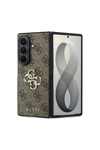 Samsung Galaxy Z Fold 8 Ultra Uyumlu Kılıf Guess Lisanslı M-safeli Büyük 4g Ve Yazı Logolu Kapak Kahve Kahverengi