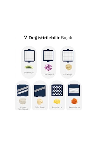 Fabcio Magicmom Çok Amaçlı 13 Parça Mutfak Rendesi Seti Beyaz - Lacivert