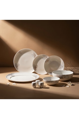 Jumbo Misty Flora 29 Parça 6 Kişilik Yemek Takımı Beyaz