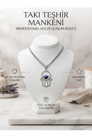 Takı Teşhir Mankeni - Profesyonel Kolye Sunum Büstü Beyaz
