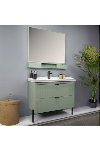 Kobos Noble 100 Cm Banyo Dolabı Seti Mint Yeşil