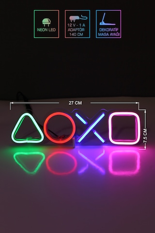 Playstation Neon Led / Gece Lambası / Game Dekoratif Lamba / Işıklı Ps / Play Station Ambians Işığı Renkli