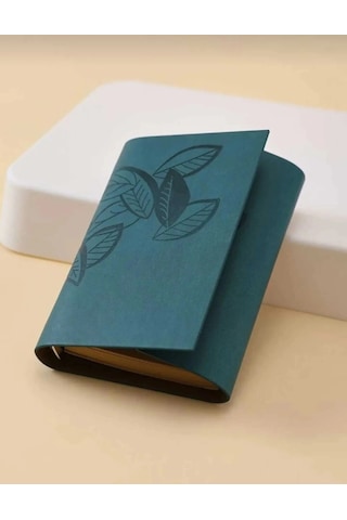 Yaprak Baskılı Deri Kapaklı Özel Tasarım Hediyelik Deri Kaplı Ajanda Anı-not Defteri Yeşil İthal Ürü Yeşil