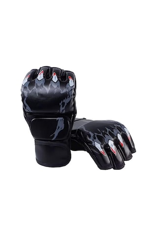Moveevo Erkek Kadın Yarı Parmak Boks Eldiveni - Sert Lastik Malzeme, Eldiven Kolluk, Antrenman Savaş Sporu İçin Dayanıklı Ve Rakipsiz Tutuş Siyah