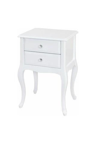 Roys Ahşap 2 Çekmeceli Masif Lake  Beyaz Komodin  Telefonluk