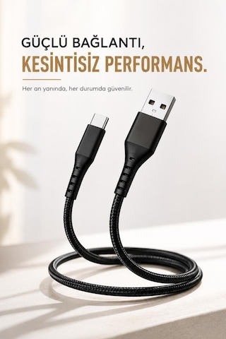 Şarj Kablosu Usb-a To Type-c Şarj Ve Data Kablosu İ7 03210 Siyah