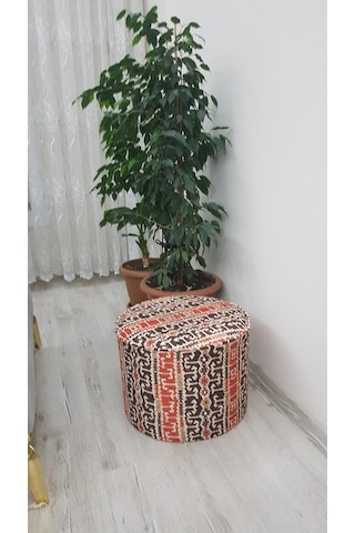 dijital baskılı desenli kumaş kaplama puf