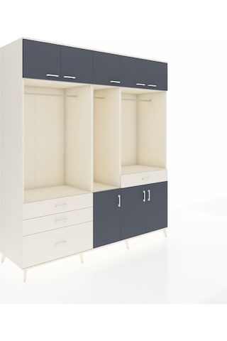 Kronos Dolap 8 Raflı 4 Çekmeceli 3 Askılı 220x59x243 Aytaşı-antrasit/aytaşı Antrasıt/aytası