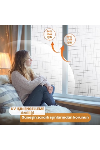 Technosmart 60cmx100cm Buzlu Desenli Cam Kaplama Filmi Statik Duşa Kabin Ofis Dekorasyon Folyo