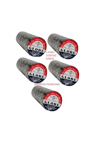 Globe Siyah İzole Bant 50 Adet 5 Paket Elektrik Bantı