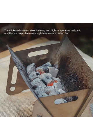 Taşınabilir Kömürlü Izgara, Çıkarılabilir Mini Kamp Izgarası, Saklama Çantası, Hafif Izgara, Açık Hava Barbeküsü İçin Gümüş